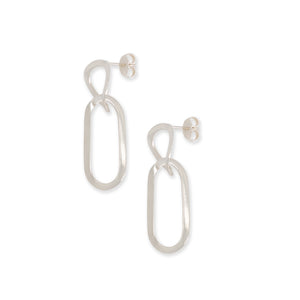 Paper Clip Large Earring - Silver