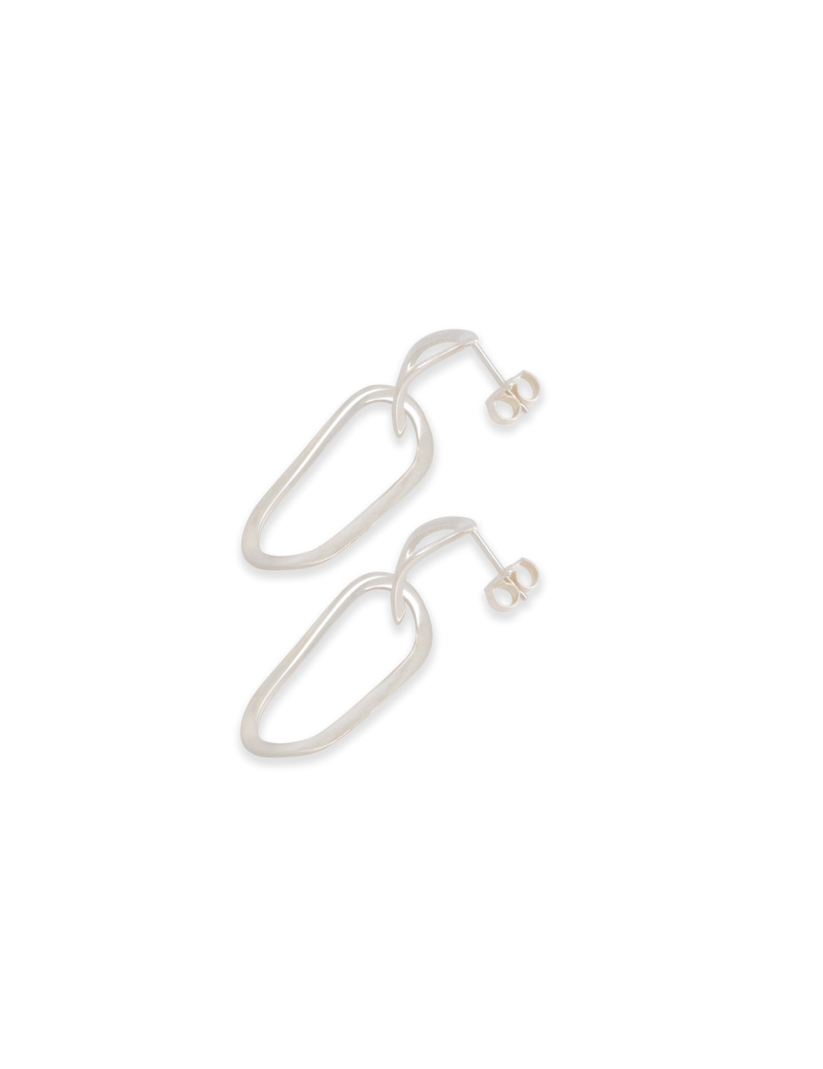 Paper Clip Large Earring - Silver