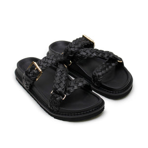 Aki Braided Slide - Black/Gold