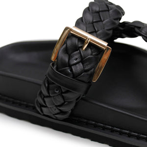 Aki Braided Slide - Black/Gold