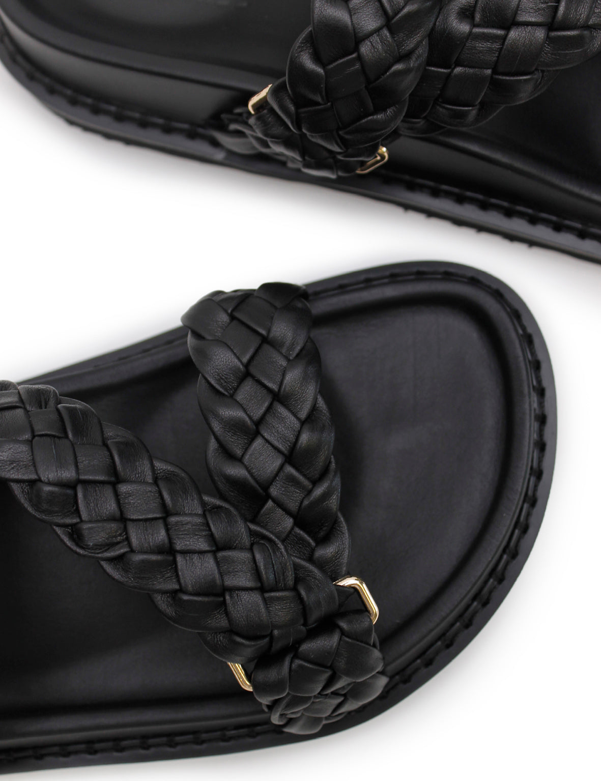 Aki Braided Slide - Black/Gold