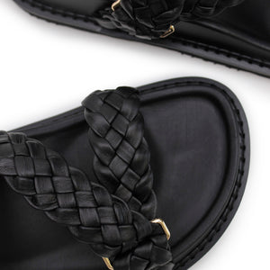 Aki Braided Slide - Black/Gold