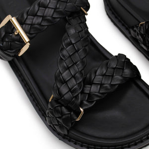 Aki Braided Slide - Black/Gold