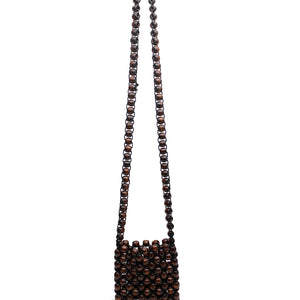 Beaded Cross Body Bag - Brown