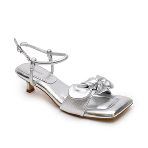 Bow Kitten Heel - Silver