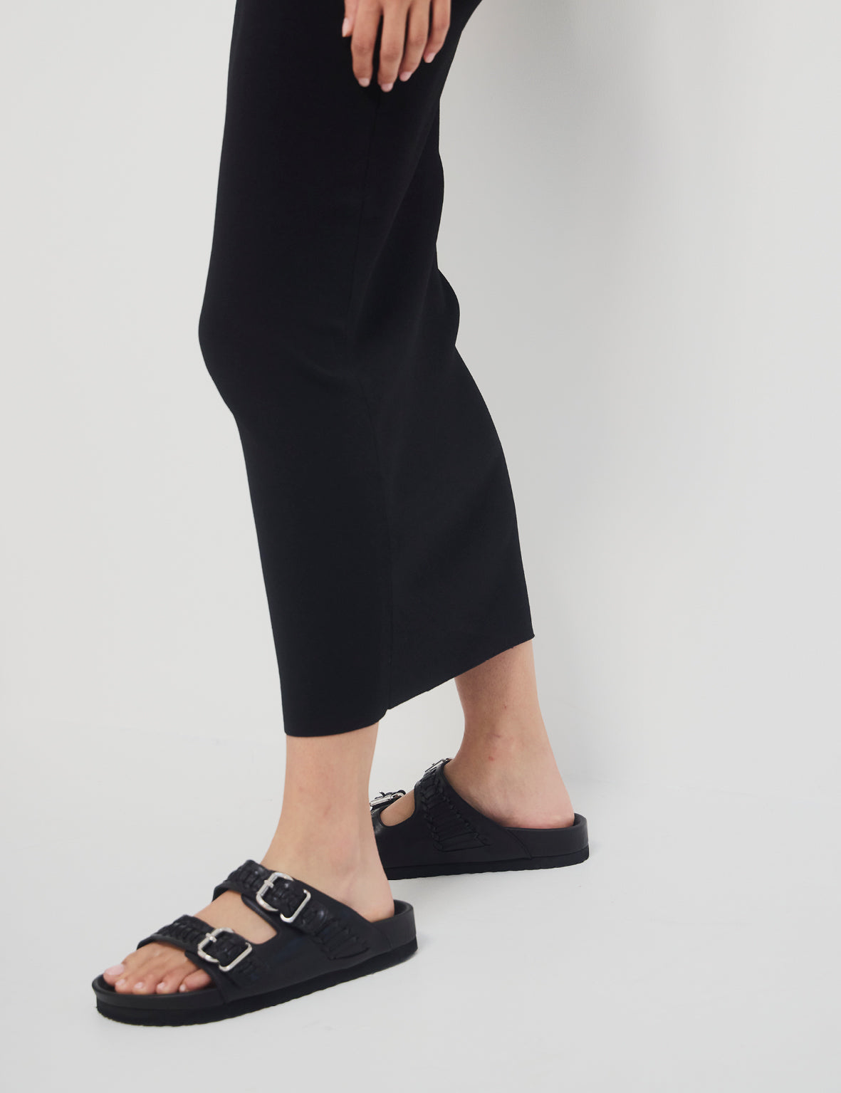 Buckle Sandal - Black Woven/Silver