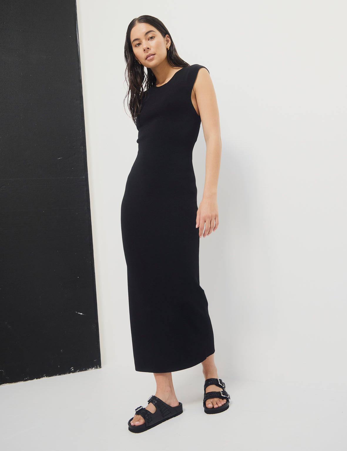 Buckle Sandal - Black Woven/Silver