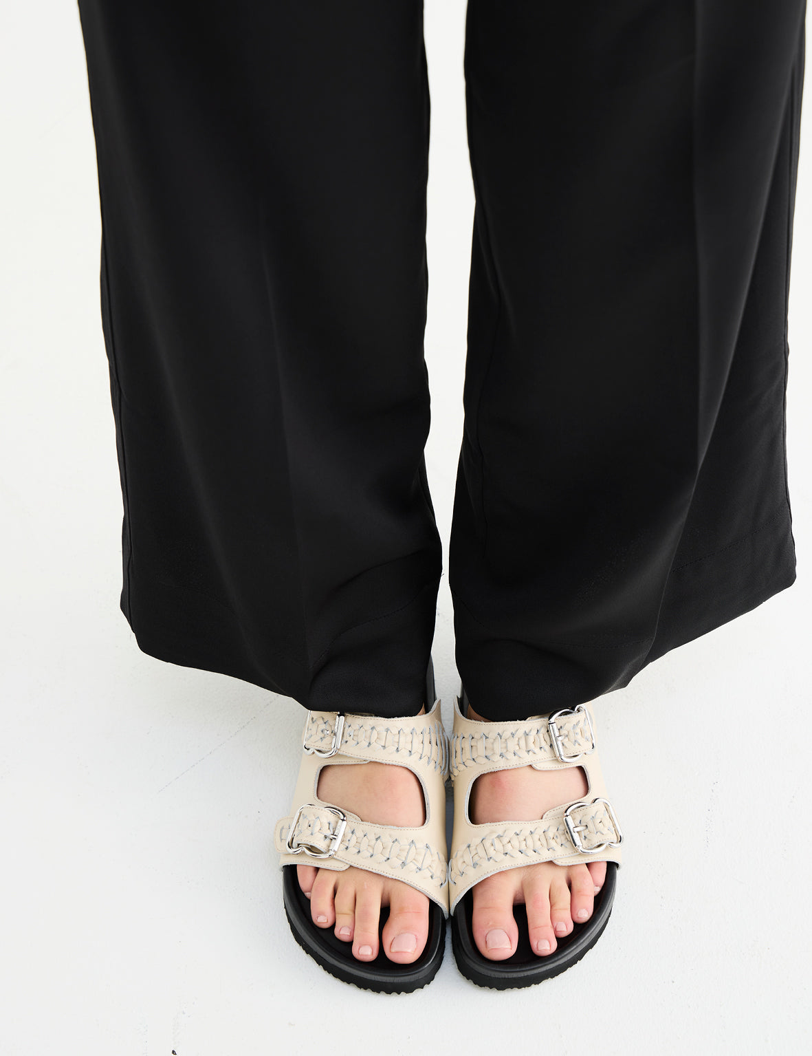 Buckle Sandal - Woven Cream