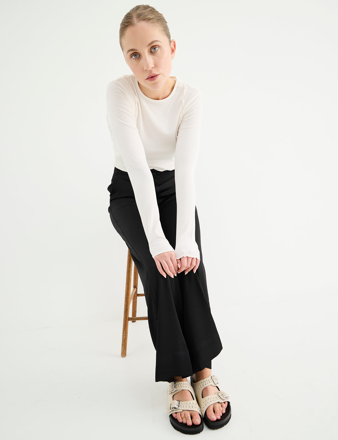 Buckle Sandal - Woven Cream