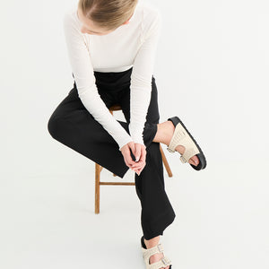 Buckle Sandal - Woven Cream