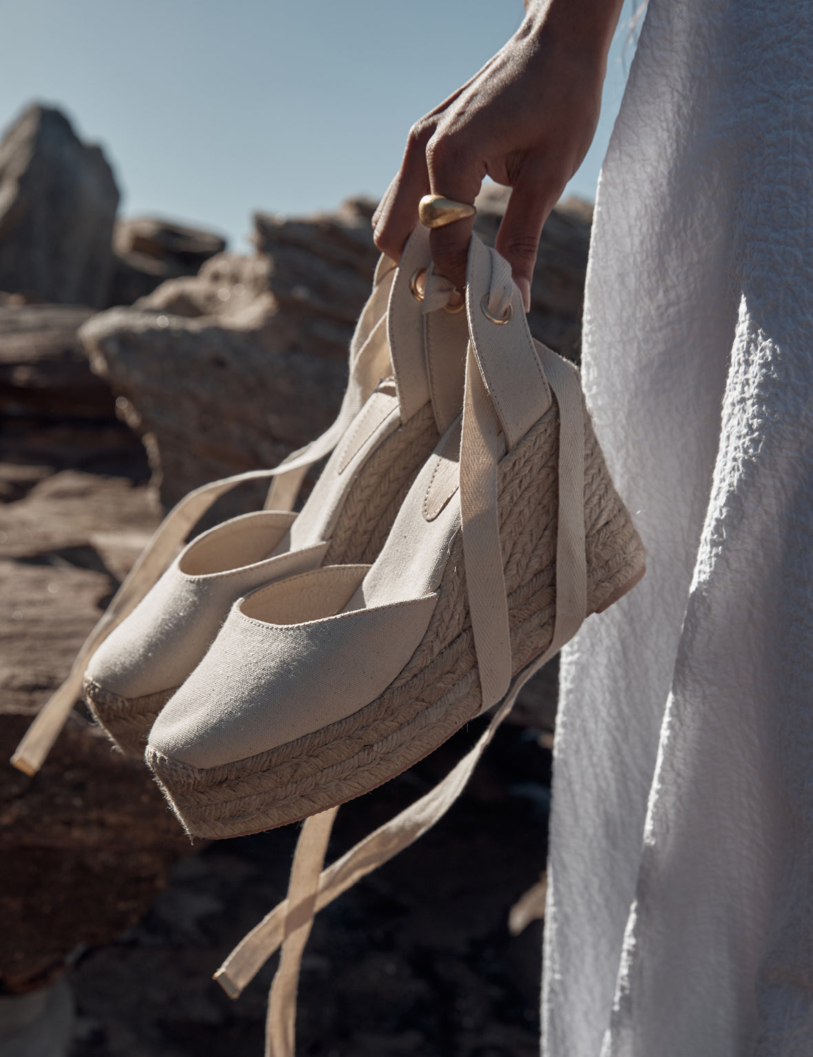 High espadrille deals wedges
