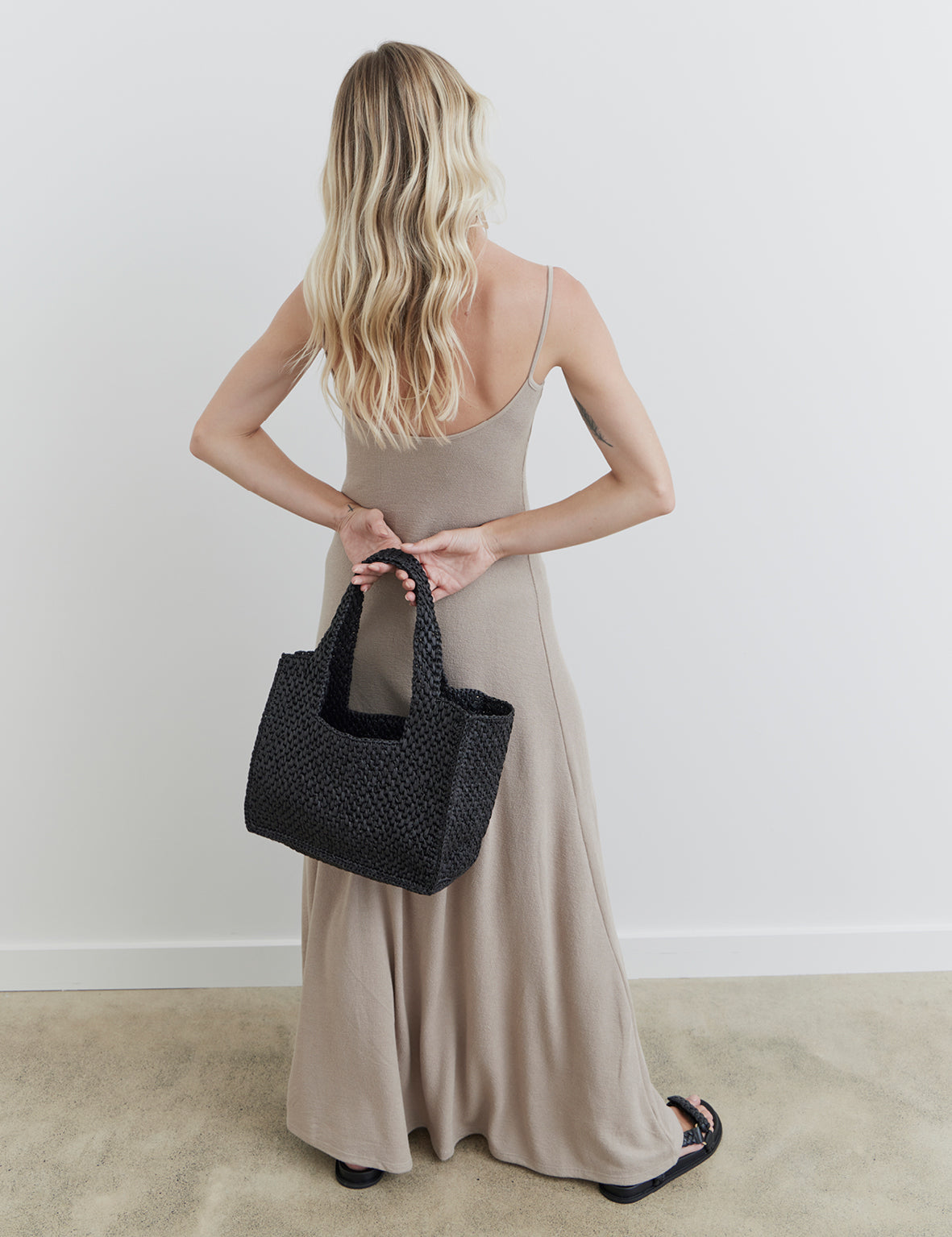 Macrame Tote Bag Black La Tribe
