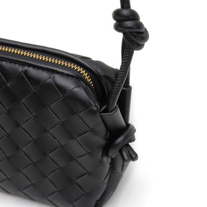 Woven Dumpling Bag - Black