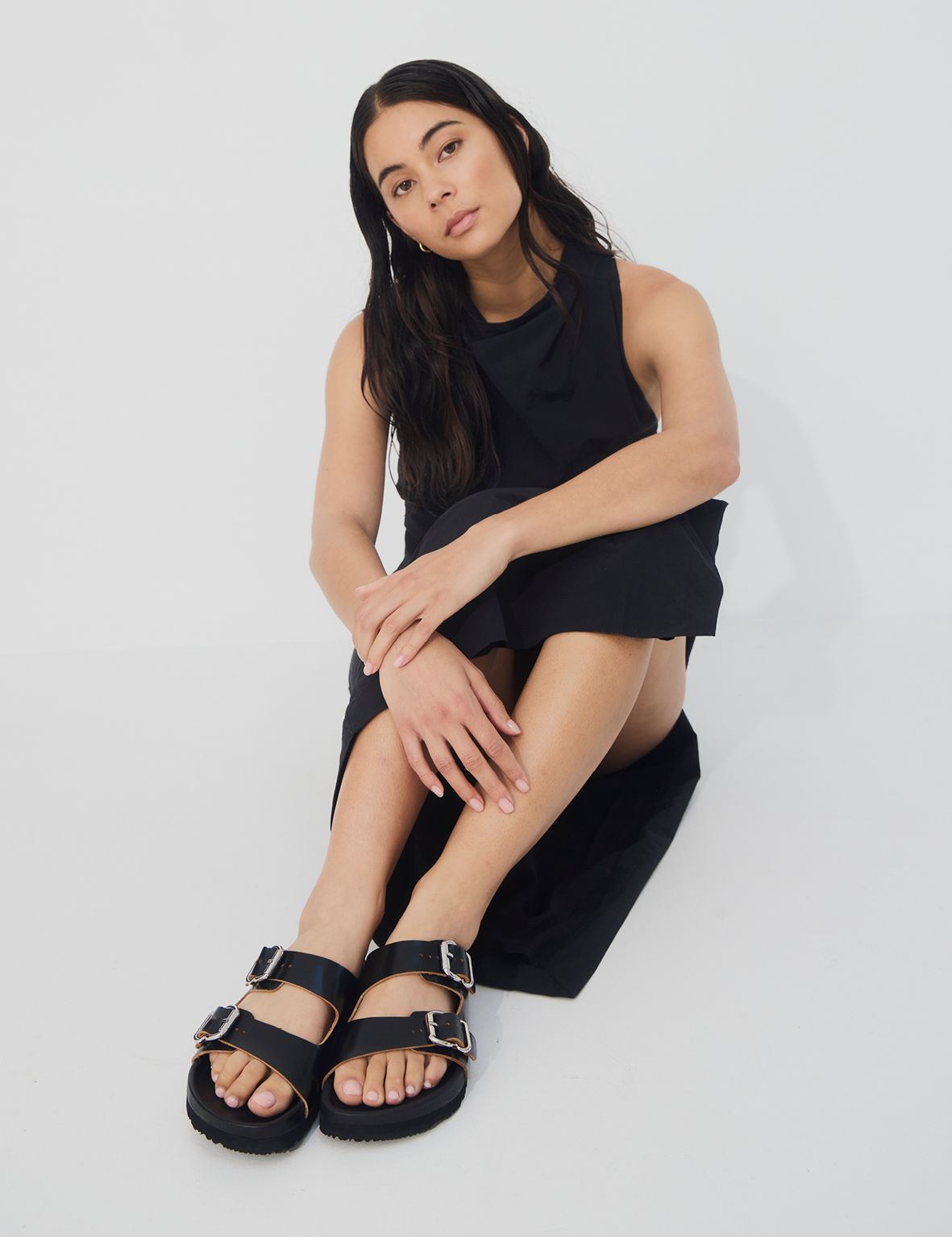 Buckle Sandal - Black/Tan