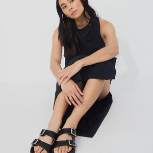 Buckle Sandal - Black/Tan