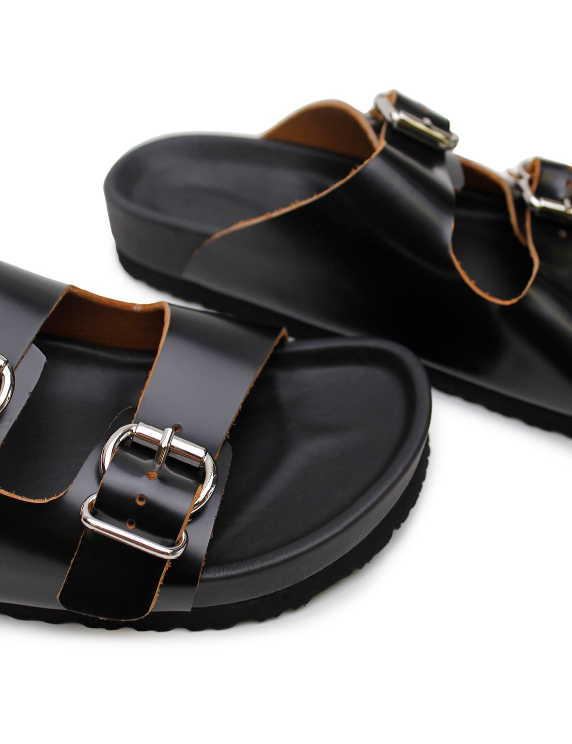 Buckle Sandal - Black/Tan