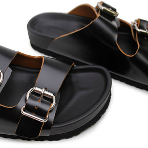 Buckle Sandal - Black/Tan