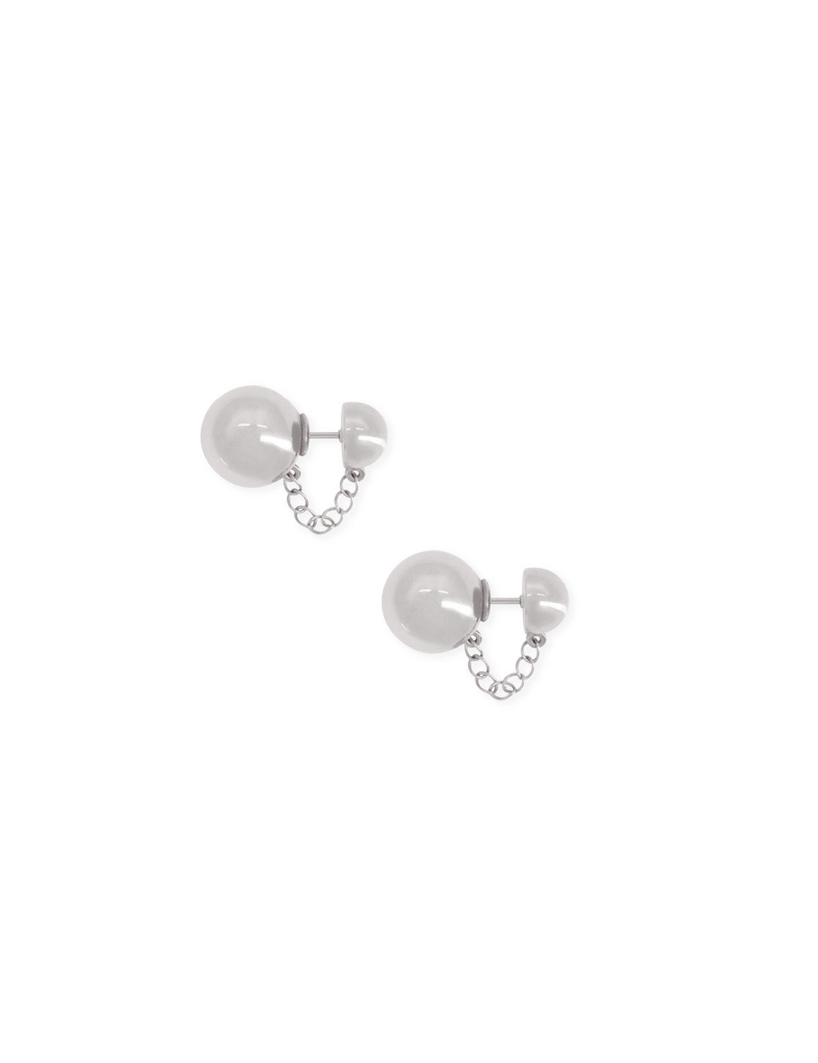 Ball And Chain Stud - Silver
