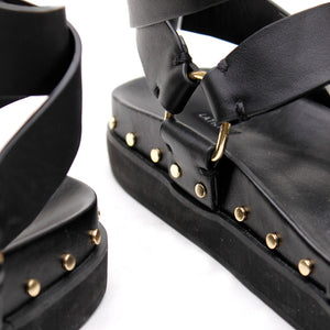 Studded Sandal - Black/Gold