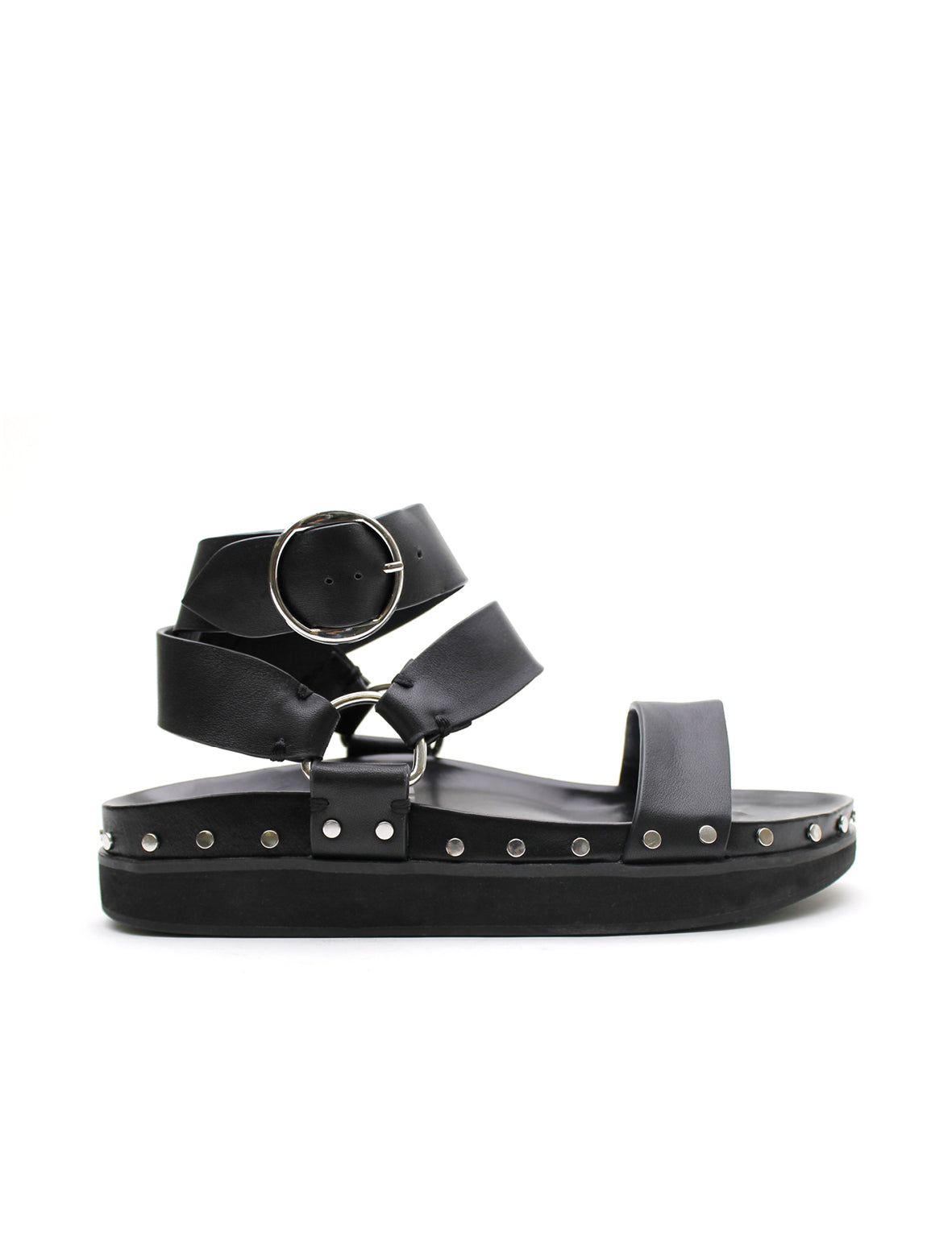 Studded Sandal - Black/Silver – La Tribe