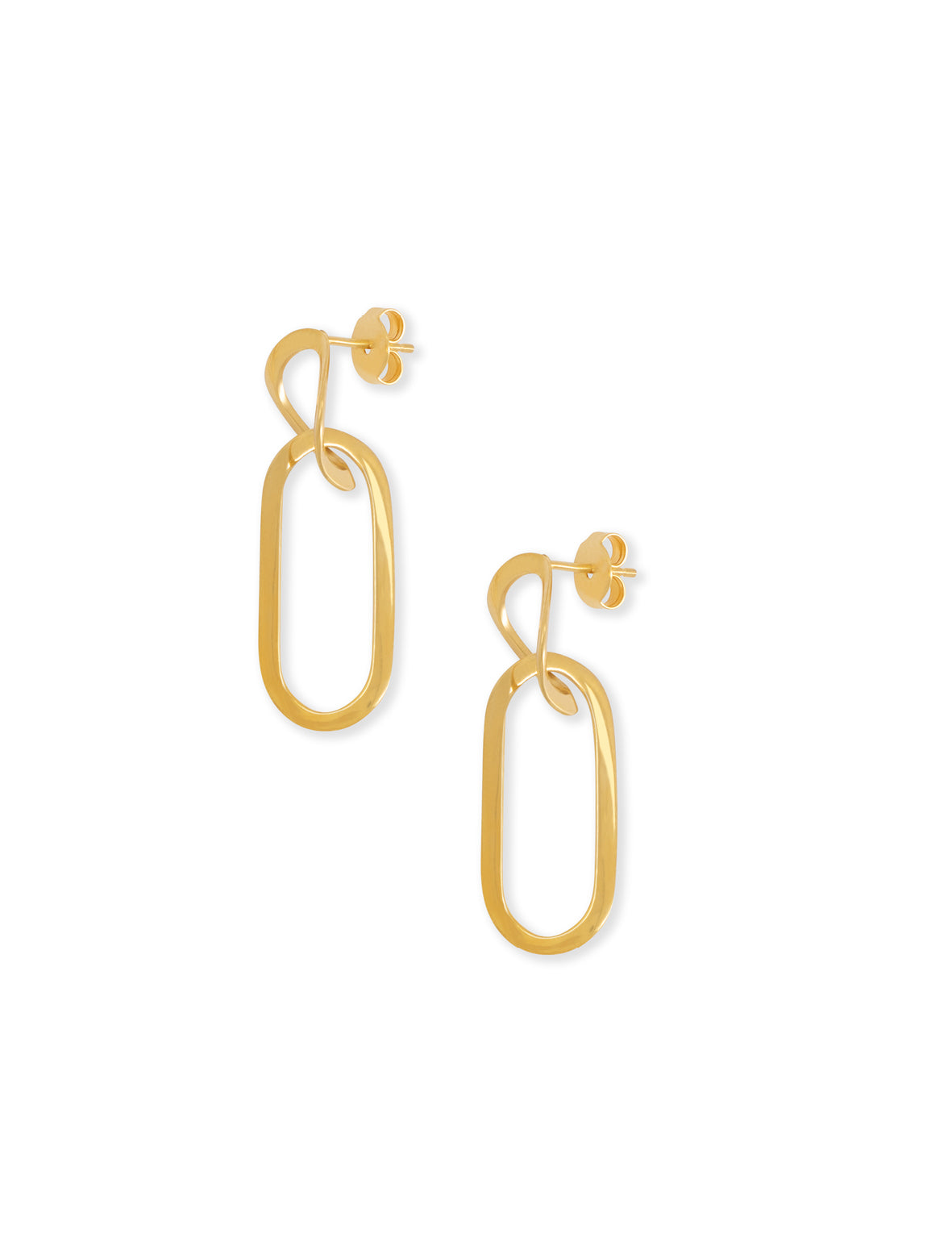 Paper Clip Large Earring - Gold