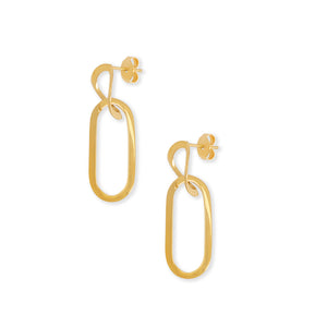 Paper Clip Large Earring - Gold