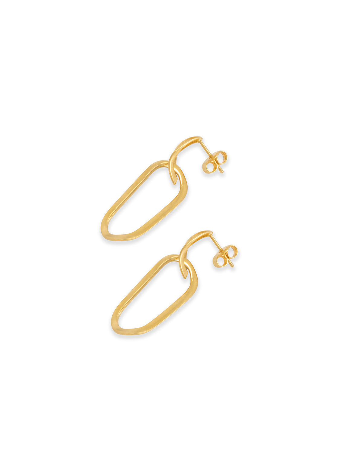 Paper Clip Large Earring - Gold