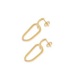 Paper Clip Large Earring - Gold