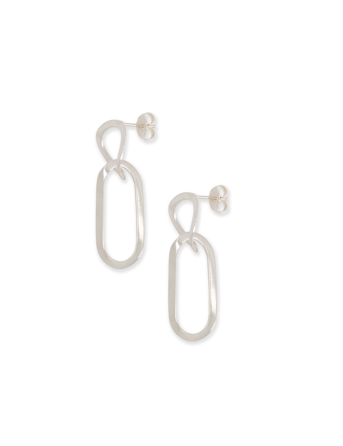 Paper Clip Large Earring - Silver