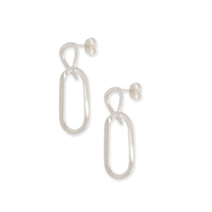Paper Clip Large Earring - Silver